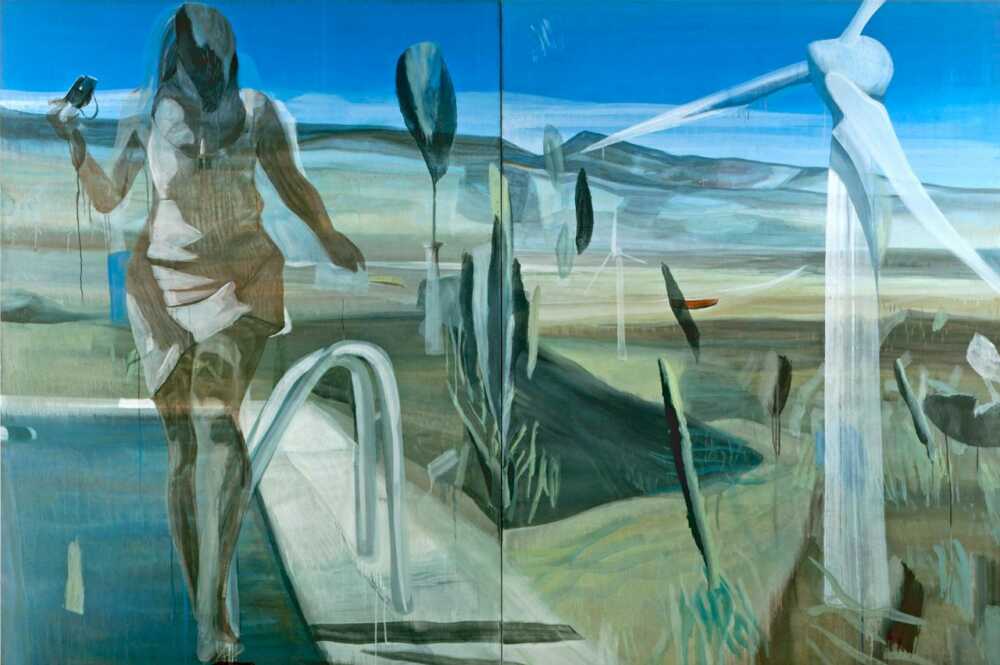 Marc Desgrandchamps oeuvre représentant une femme au bord de la piscine